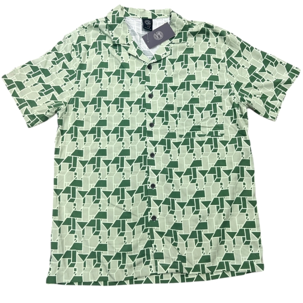 Green Geometric Pattern Men's Shirt
